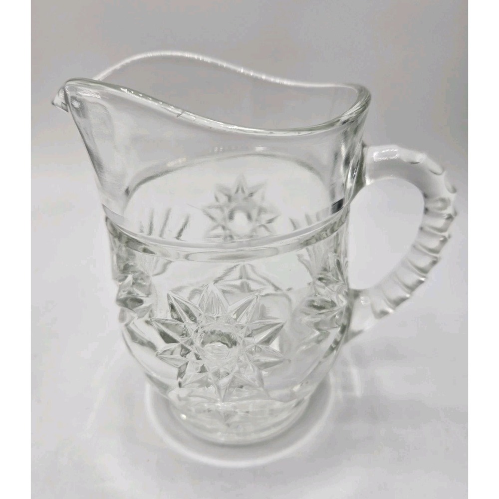 Anchor Hocking Milk/Cream Pitcher with Star of David Pattern, Vintage Glassware